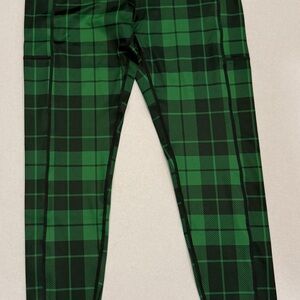 CVG Constantly Varied Gear Green Plaid Leggings - medium long